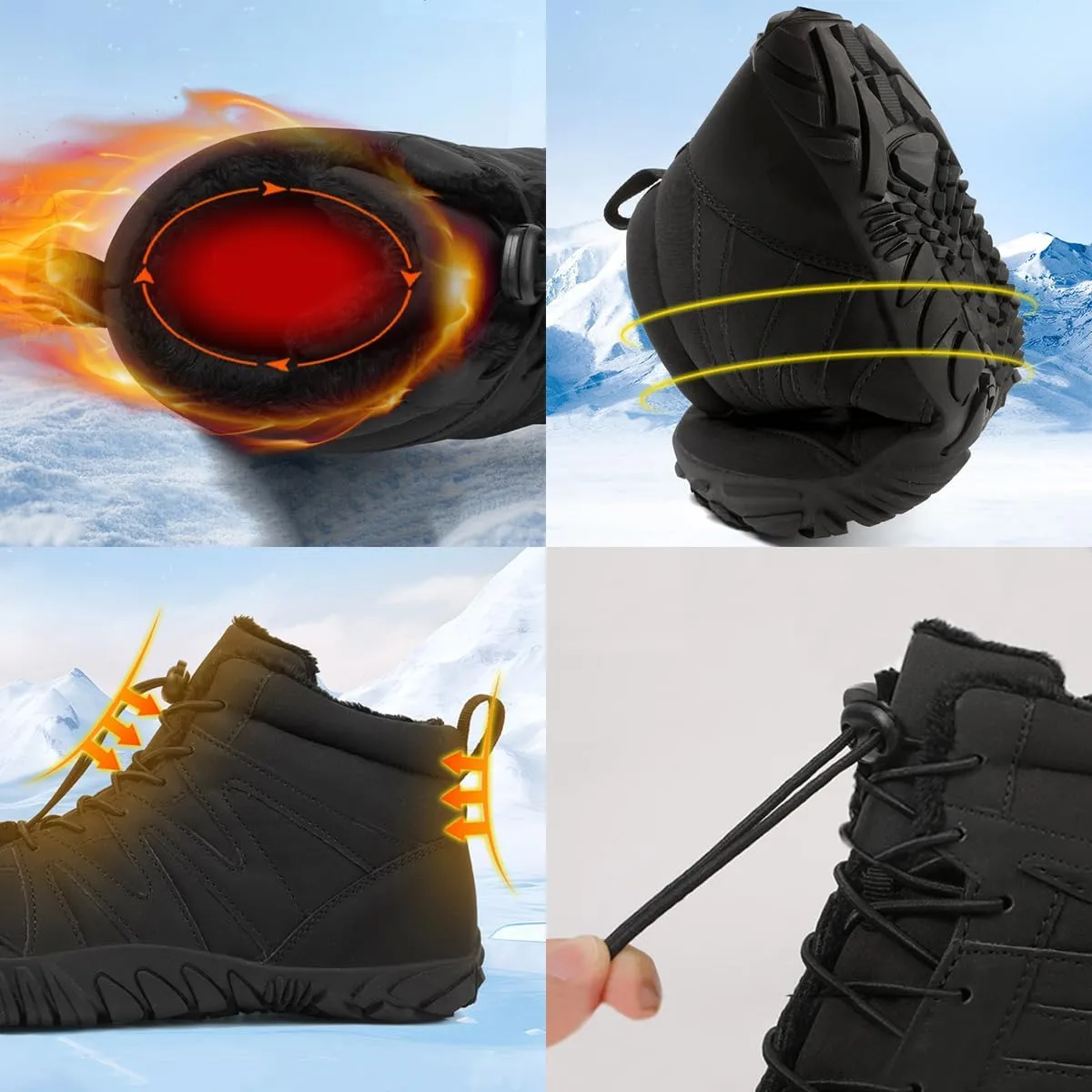 Hike Winter Footwear Barefoot Womens, Warm Waterproof Hiking Winter Barefoot Shoes Men, Anti-slip Barefoot Boots Winter