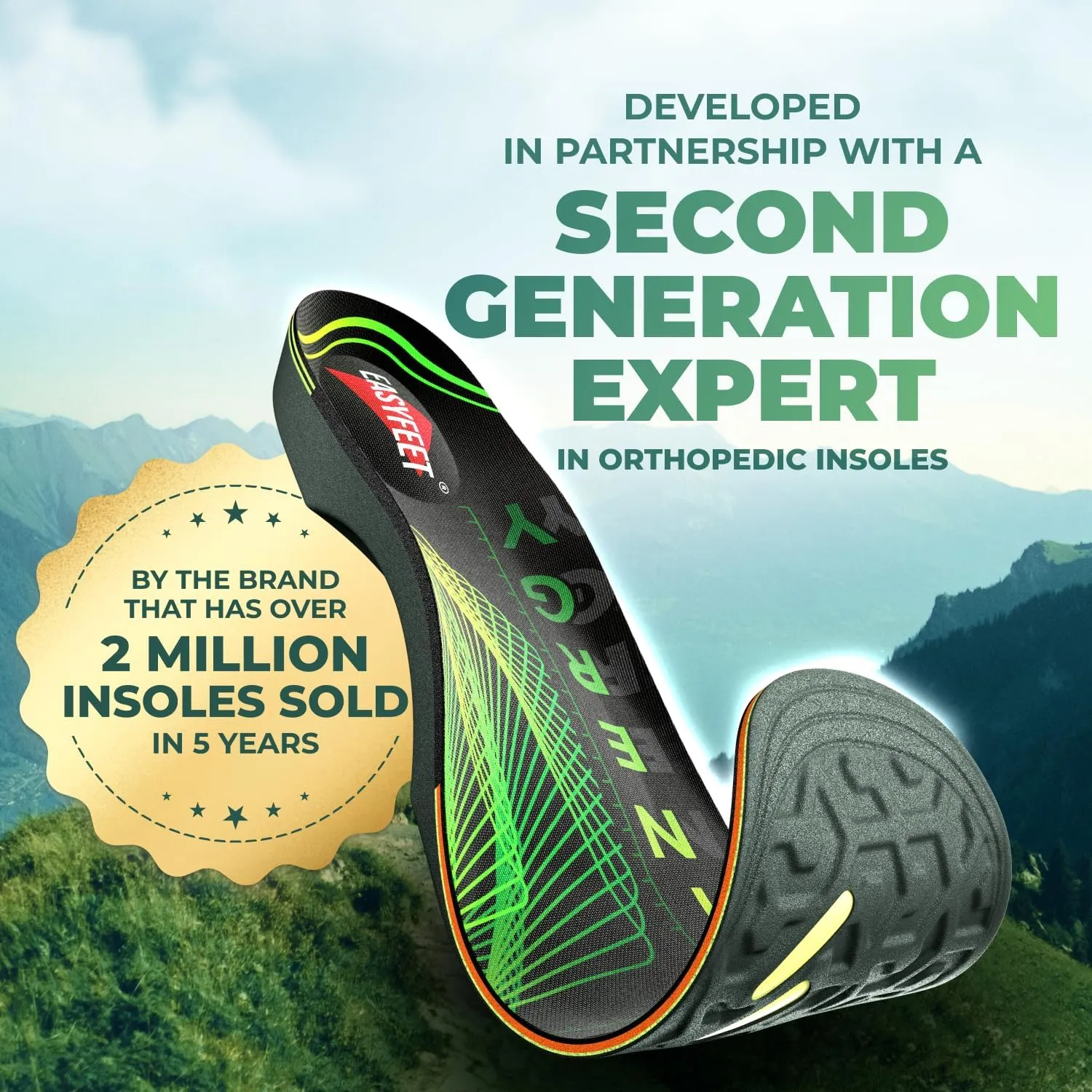 Hiking Boot Insoles Men Women - Arch Support Inserts - Cushioned Hike Orthopedic Insoles