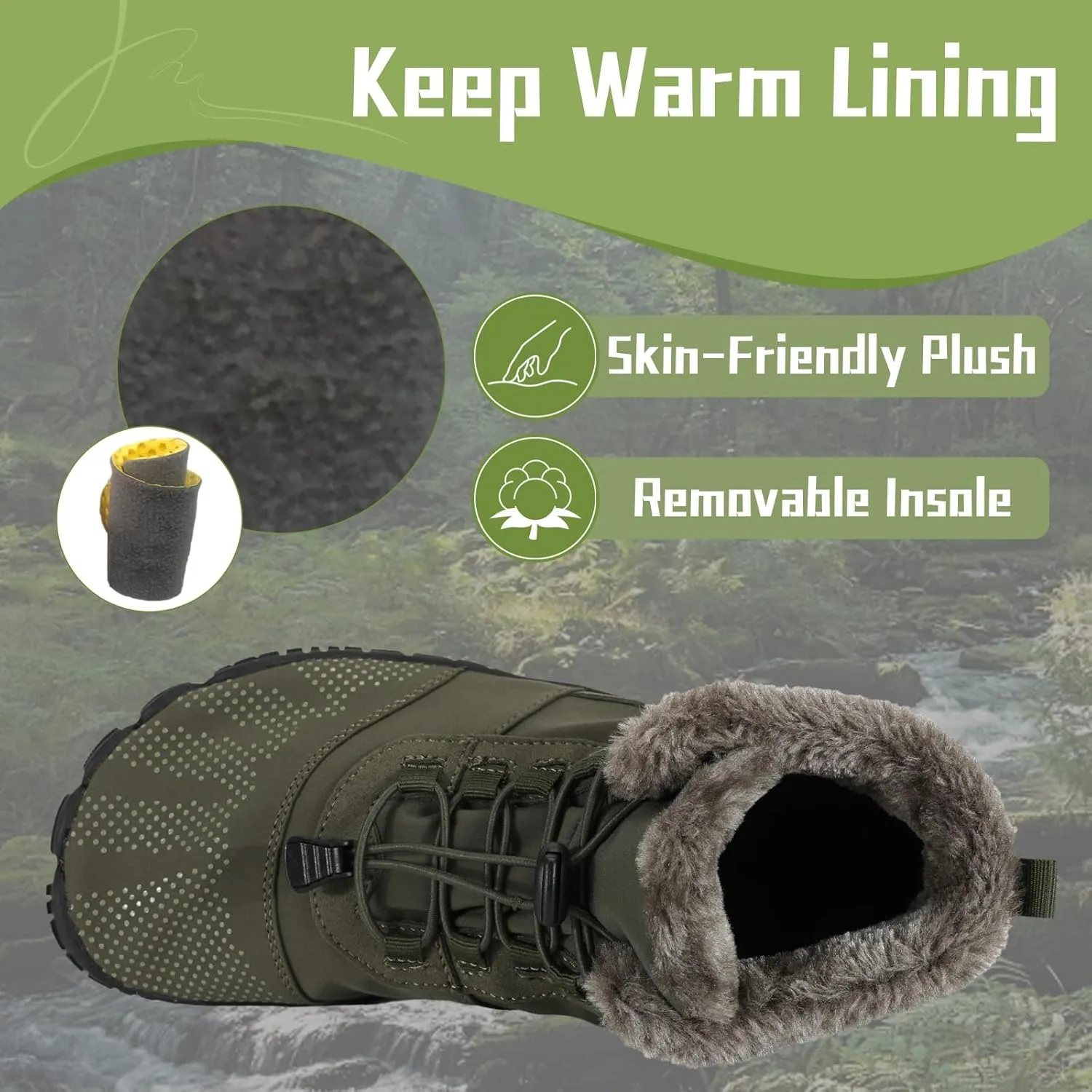 Hiking Footwear Barefoot Womens Barefoot Boots Men Winter Footwear Barefoot Shoes Trail Walking Running Shoes Slip On Waterproof Unisex
