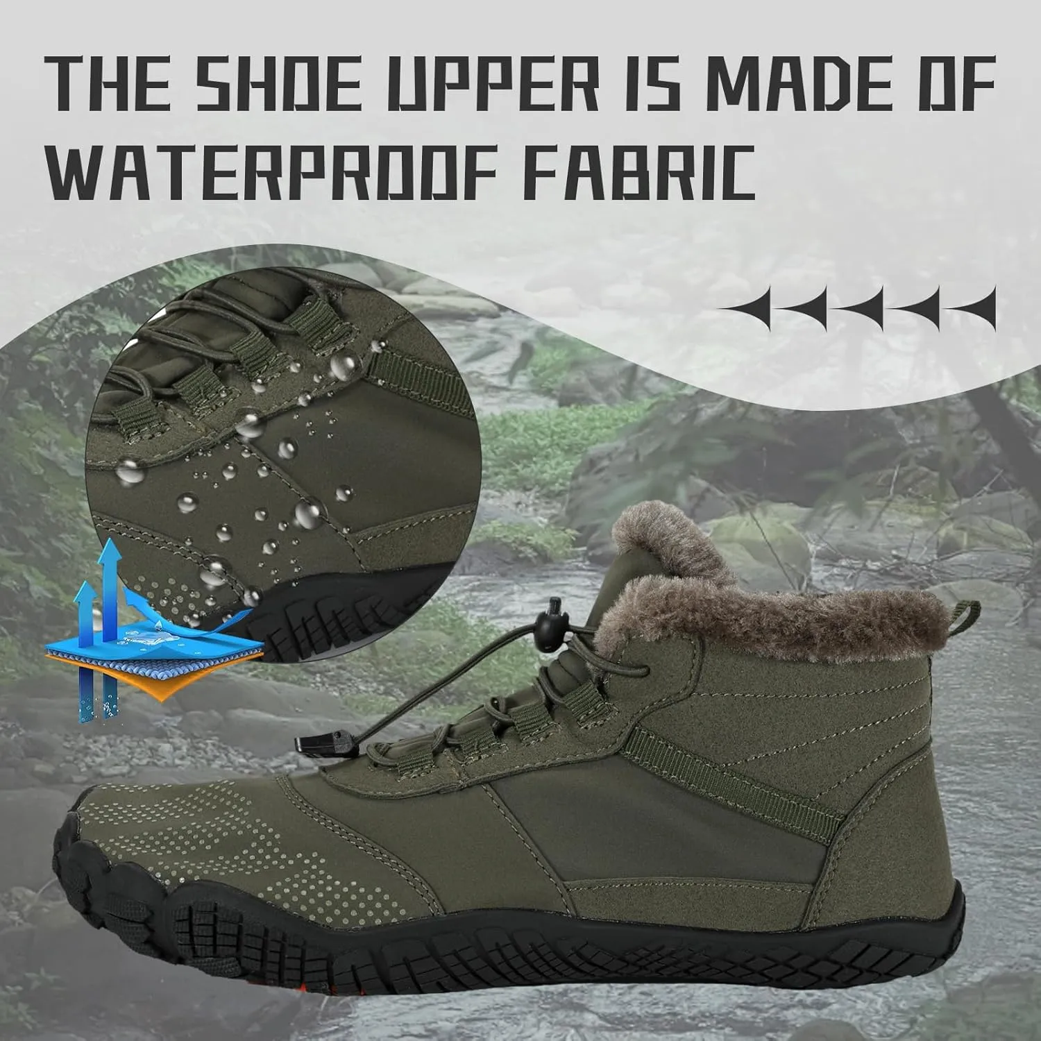 Hiking Footwear Barefoot Womens Barefoot Boots Men Winter Footwear Barefoot Shoes Trail Walking Running Shoes Slip On Waterproof Unisex