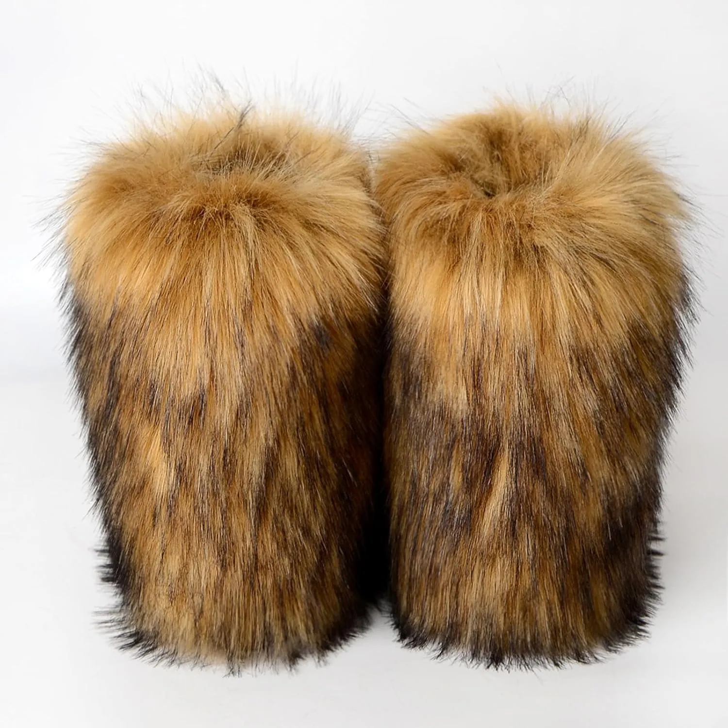 HINDOLA Womens Faux Fur Boots Fuzzy Fluffy Furry Round Toe Suede Boots Winter Comfy Plush Warm Snow Boots Comfortable Winter Ankle Booties Anti Slip Outdoor Indoor Flat Shoes