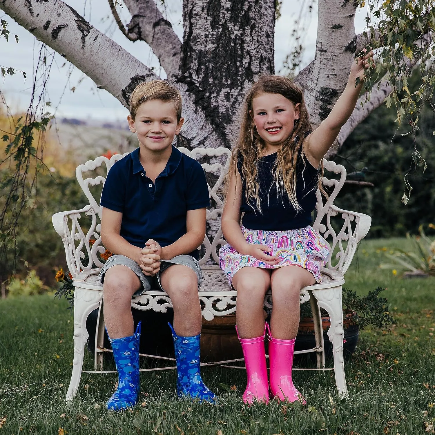HISEA Kids Rain Boots for Toddler Boys Girls, Waterproof Rubber Boots with Easy-On Handles, Seamless PVC Rainboots Lightweight Mud Shoes for Water Beach Outdoor Playing (Toddler/Little Kid/Big Kid)
