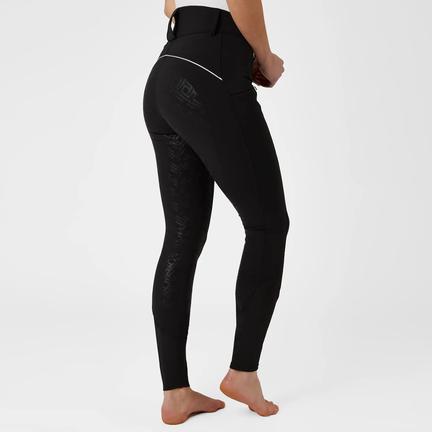 HORZE Callie Womens High Waist Silicone Full Seat Breeches with Phone Pocket