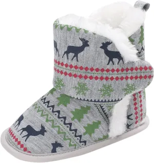 Hot High Tops Christmas Snowflake Print Shoe Baby Girls Boys Soft Booties Warm Snow Boots Infant Toddler Warming Shoes Baby Girl Sneakers 24 Months