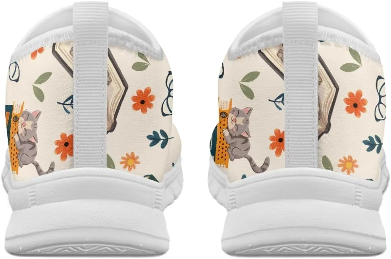 Howilath Books Print Women's Loafers & Slip-on Running Sneakers Casual Shoes Hands Free Shoes