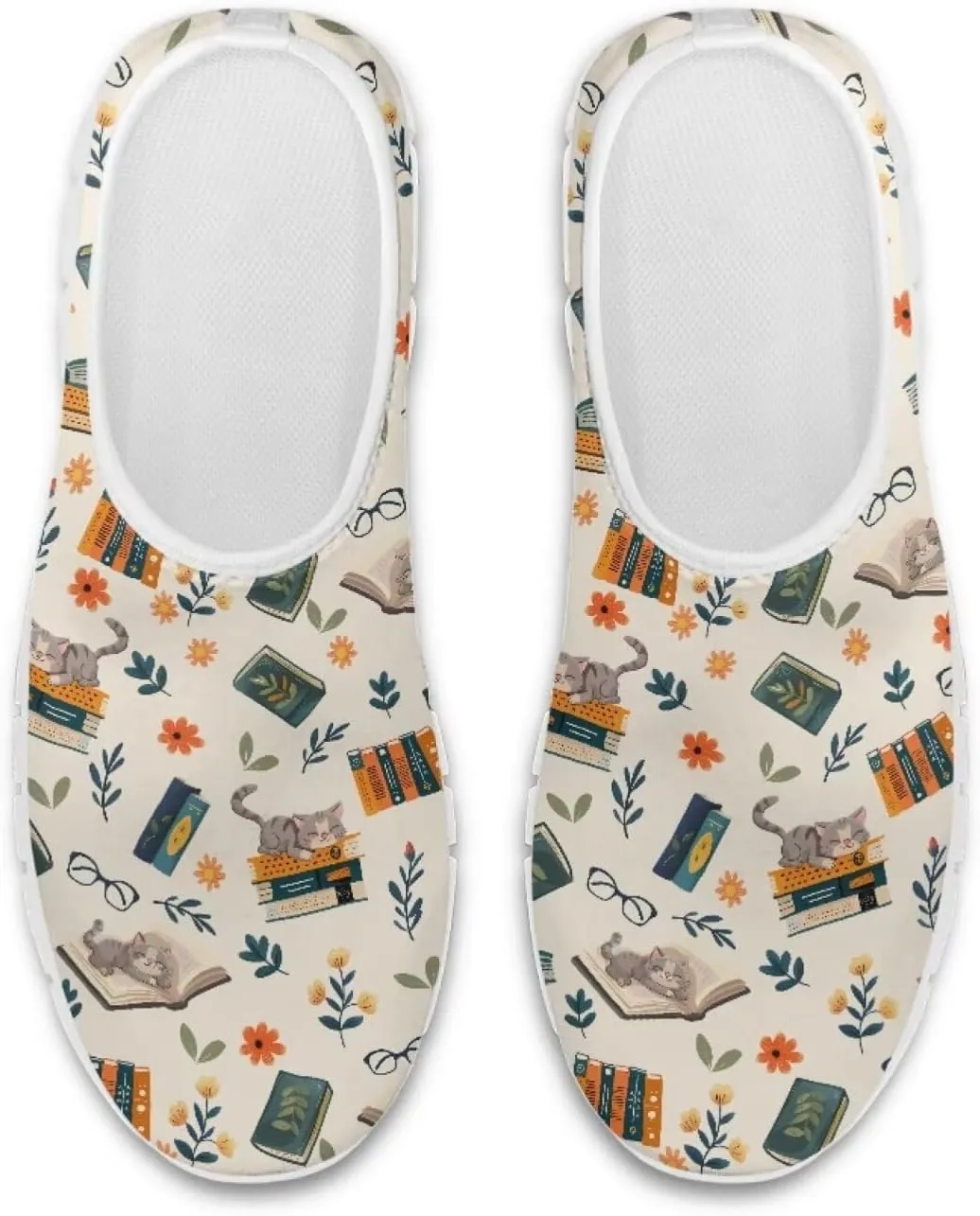 Howilath Books Print Women's Loafers & Slip-on Running Sneakers Casual Shoes Hands Free Shoes
