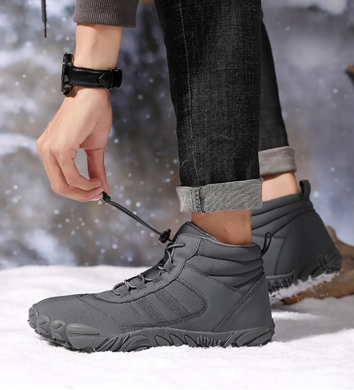 Hrtesus Hike Winter Barefoot Shoes Women Men, Winter Footwear Boots Wide Toe Non-Slip Highly Elastic Sneakers