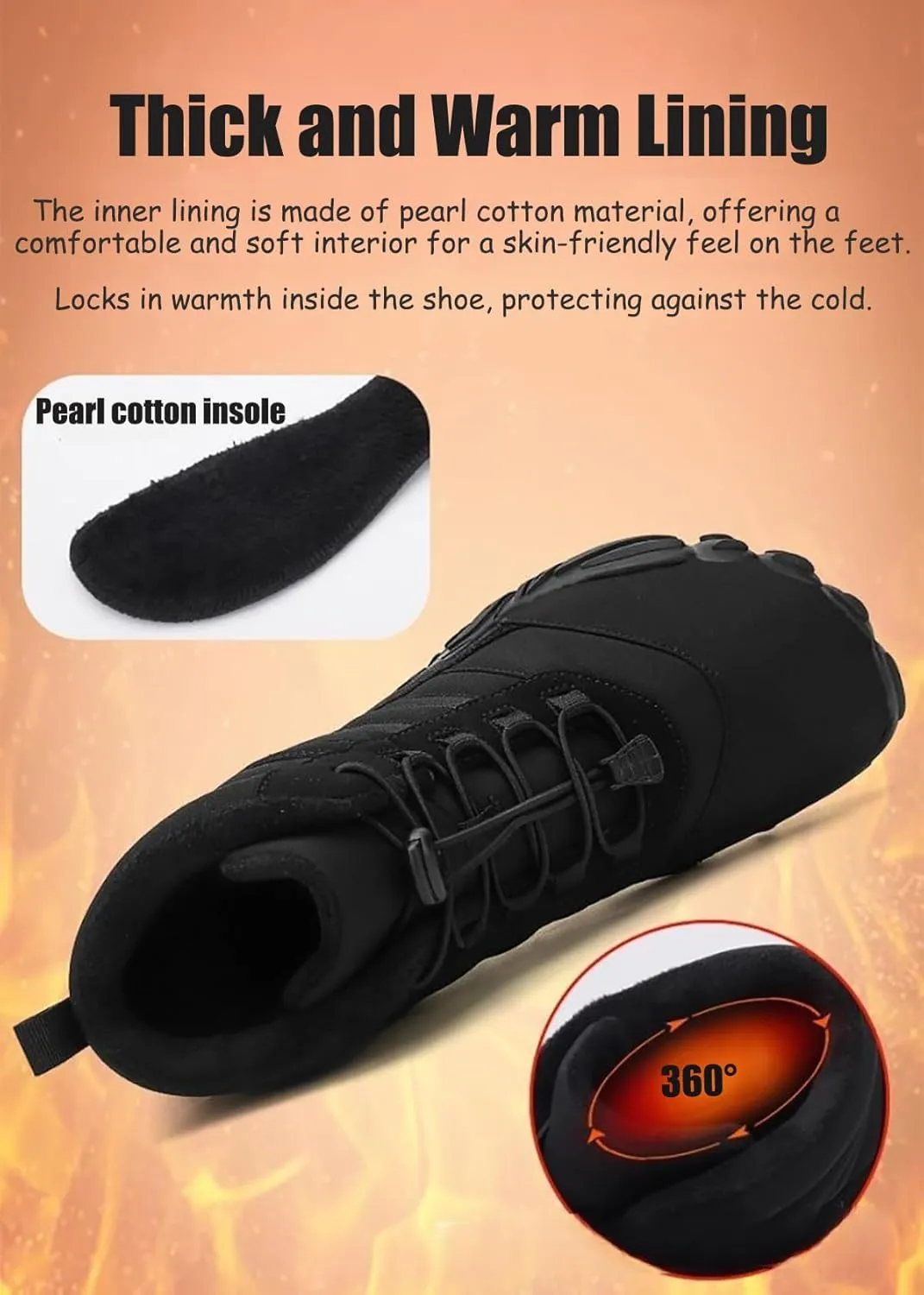Hrtesus Hike Winter Barefoot Shoes Women Men, Winter Footwear Boots Wide Toe Non-Slip Highly Elastic Sneakers