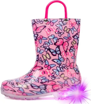 HugRain Light Up Rain Boots for Little Kids