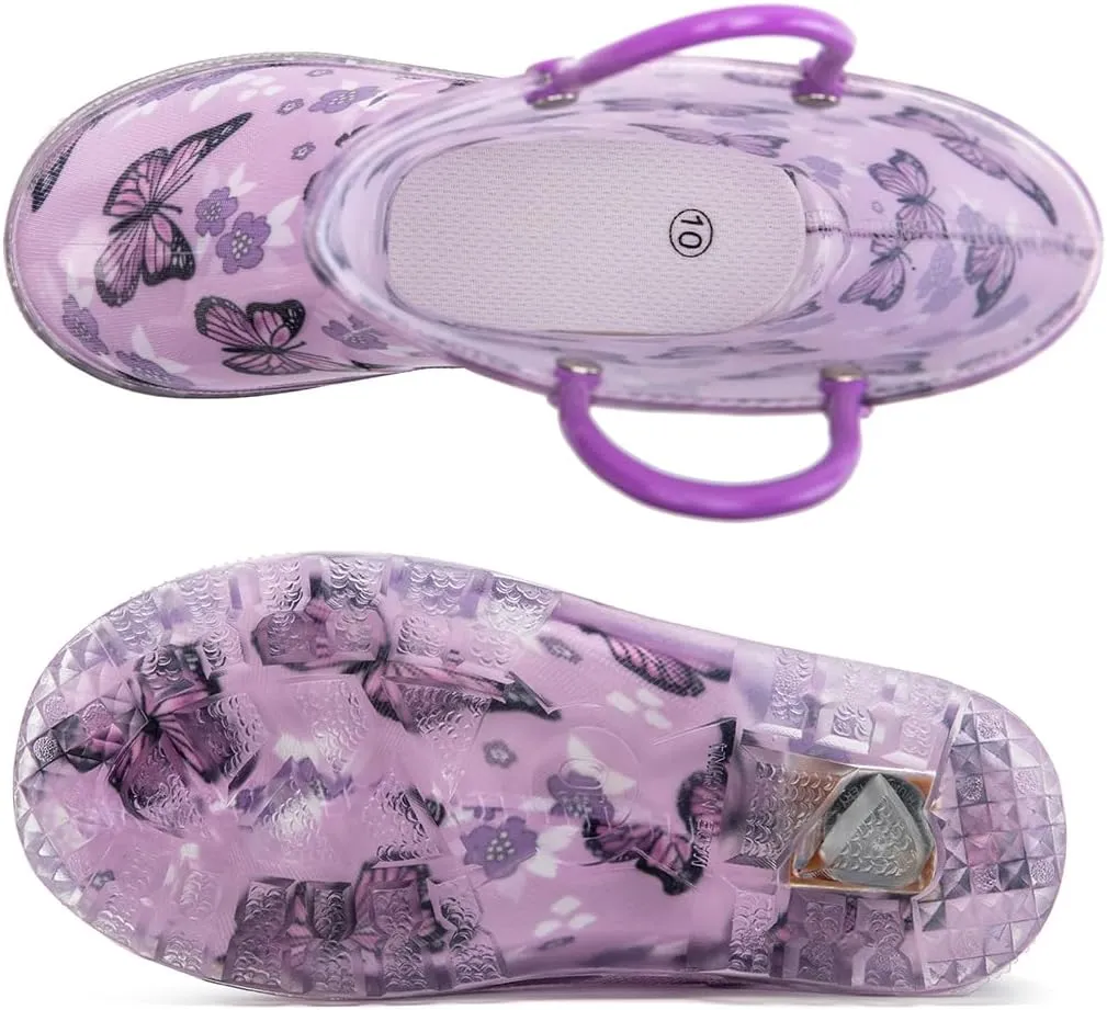 HugRain Light Up Rain Boots for Little Kids