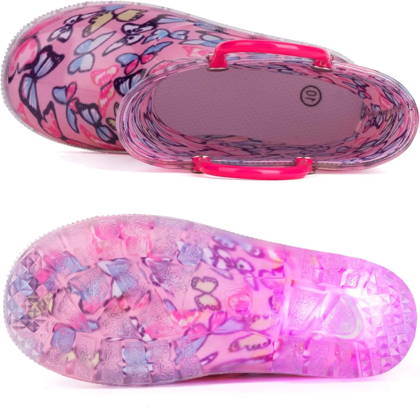 HugRain Light Up Rain Boots for Little Kids