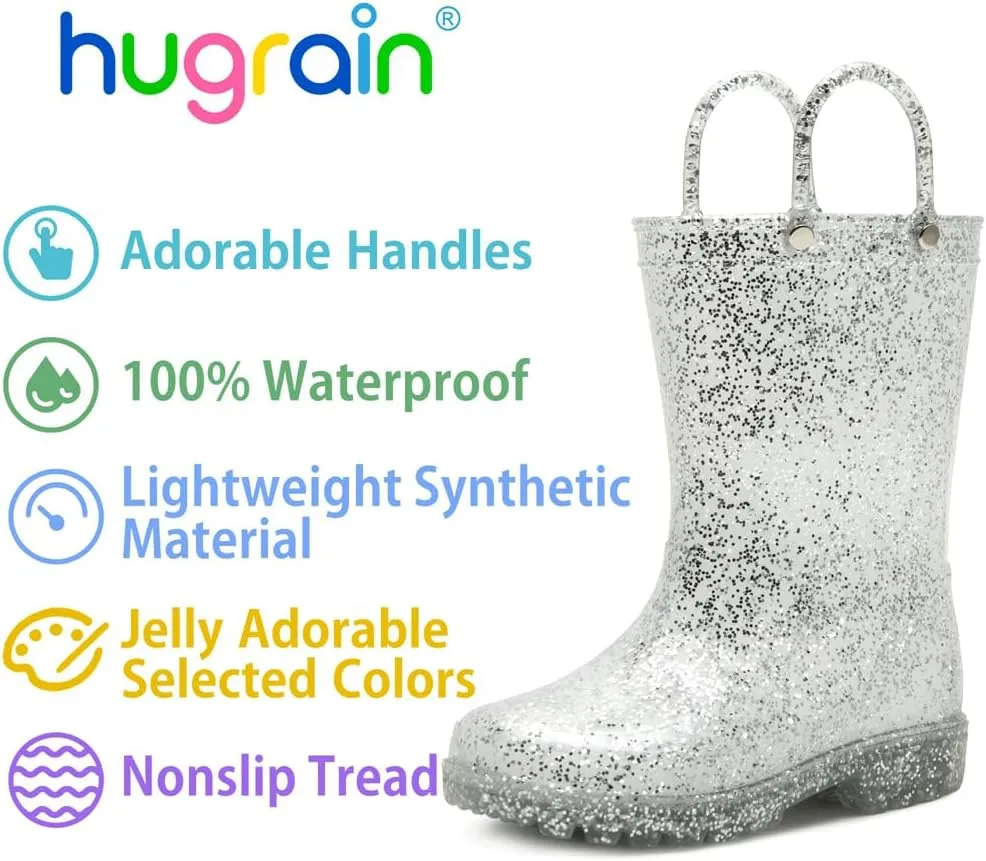 HugRain Toddler Kids Lightweight Adorable Rain Boots