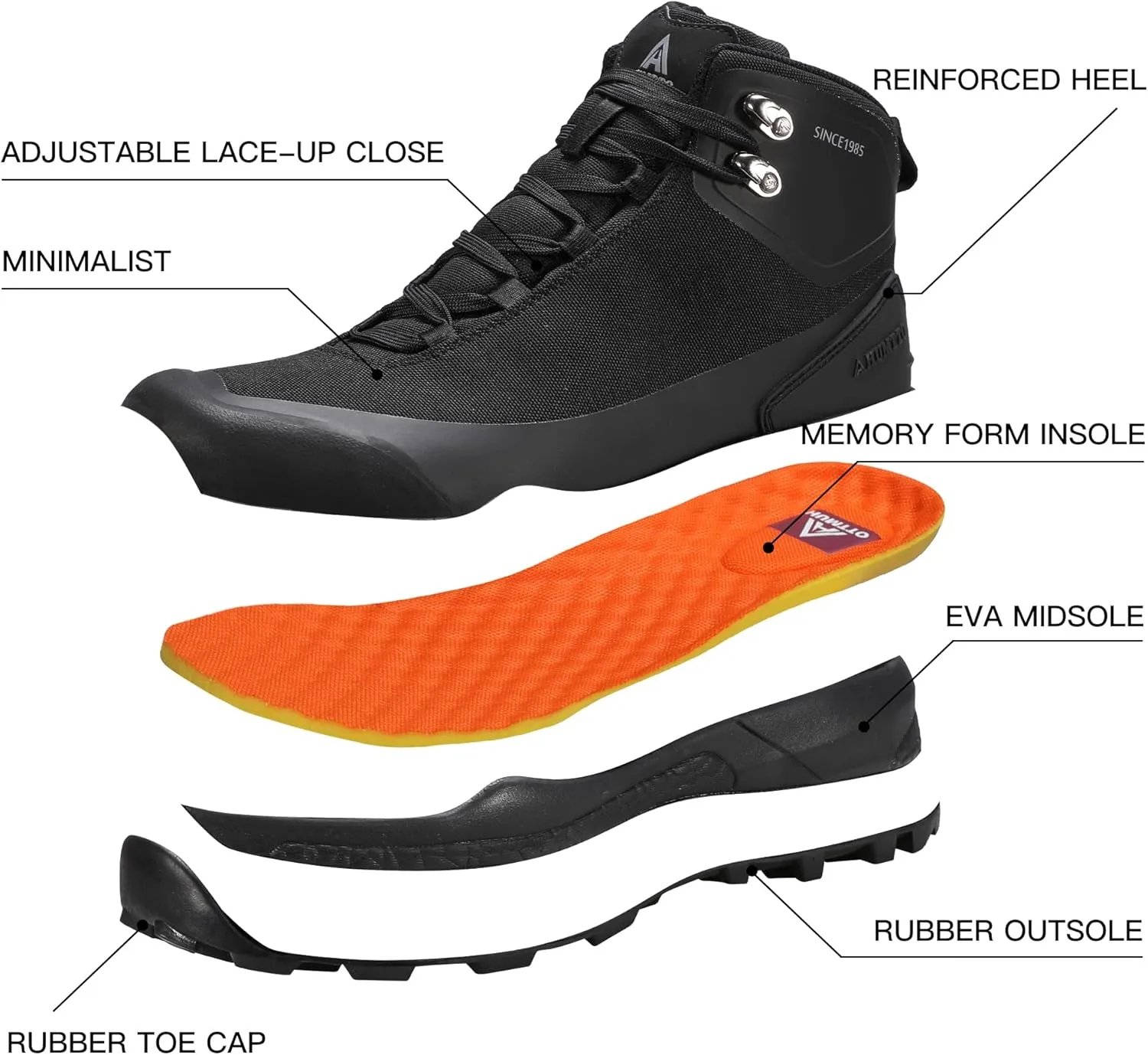HUMTTO Men's All-Terrain Waterproof Hiking Boots Lightweight Breathable Outdoor Ankle Boots Trekking Hiking Shoes