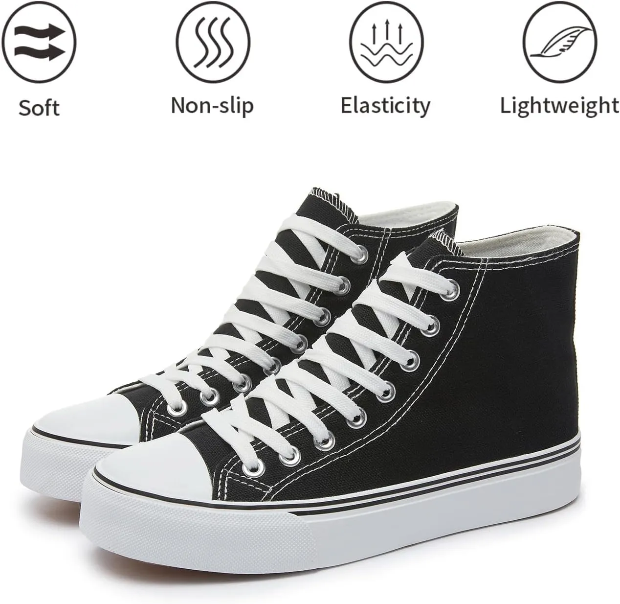 Iarus High Top Sneakers for Women White Canvas Comfortable Shoes for Women Walking Casual Sneakers Tennis Shoes