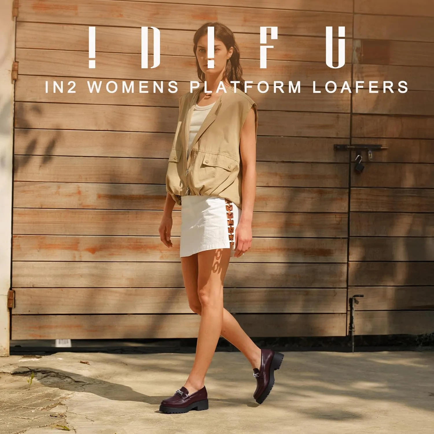 IDIFU IN2 Platform Loafers for Women with Chain Chunky Heel Penny Loafers Comfortable Round Toe Dress Shoes Work Office Business Dressy Fashion Casual Slip On Lug Sole Loafers Shoes