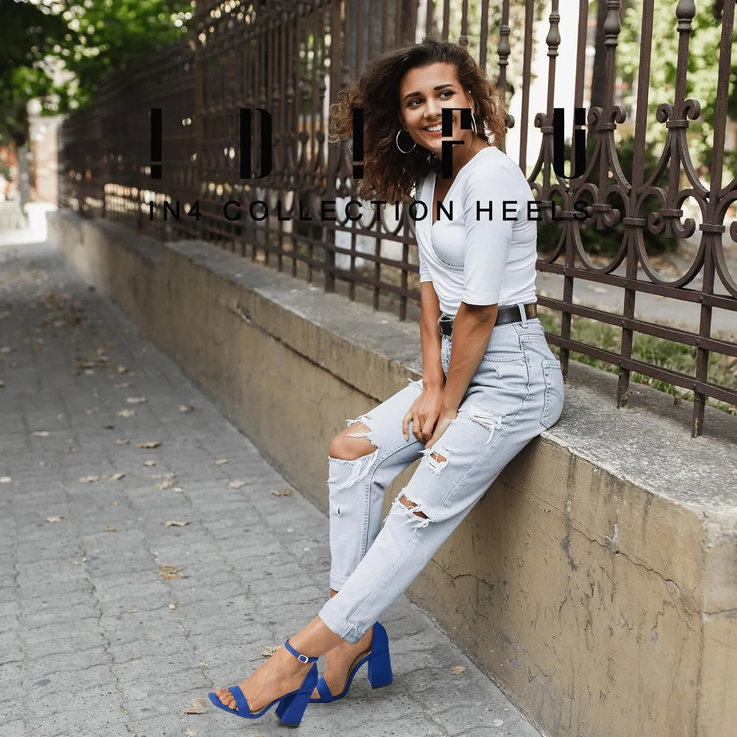 IDIFU IN4 High Chunky Block Heels Square Open Toe Ankle Strap Heeled Sandals Wedding Bridal Prom Dance Summer Dressy Comfortable Sexy Trendy Bride Bridesmaid Dress Shoes Cute Thick Women Heels