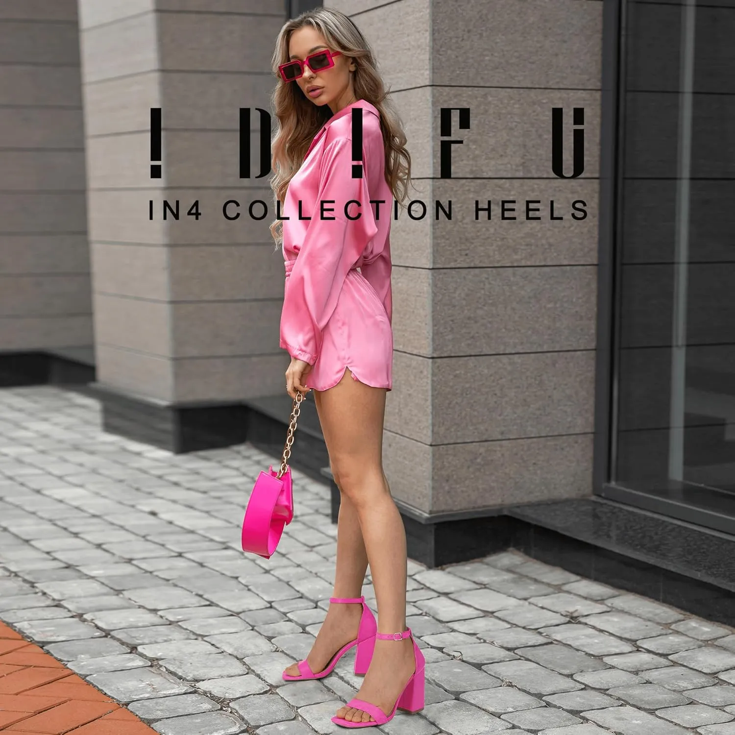 IDIFU IN4 High Chunky Block Heels Square Open Toe Ankle Strap Heeled Sandals Wedding Bridal Prom Dance Summer Dressy Comfortable Sexy Trendy Bride Bridesmaid Dress Shoes Cute Thick Women Heels