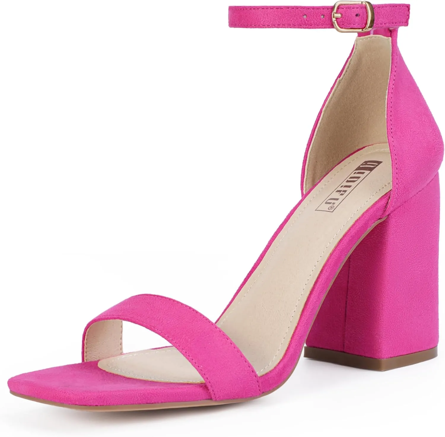 IDIFU IN4 High Chunky Block Heels Square Open Toe Ankle Strap Heeled Sandals Wedding Bridal Prom Dance Summer Dressy Comfortable Sexy Trendy Bride Bridesmaid Dress Shoes Cute Thick Women Heels