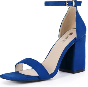 IDIFU IN4 High Chunky Block Heels Square Open Toe Ankle Strap Heeled Sandals Wedding Bridal Prom Dance Summer Dressy Comfortable Sexy Trendy Bride Bridesmaid Dress Shoes Cute Thick Women Heels