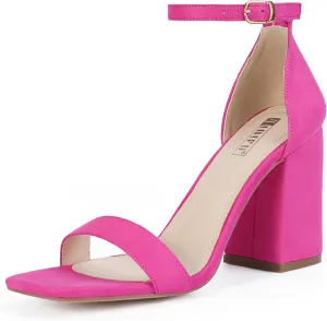 IDIFU IN4 High Chunky Block Heels Square Open Toe Ankle Strap Heeled Sandals Wedding Bridal Prom Dance Summer Dressy Comfortable Sexy Trendy Bride Bridesmaid Dress Shoes Cute Thick Women Heels