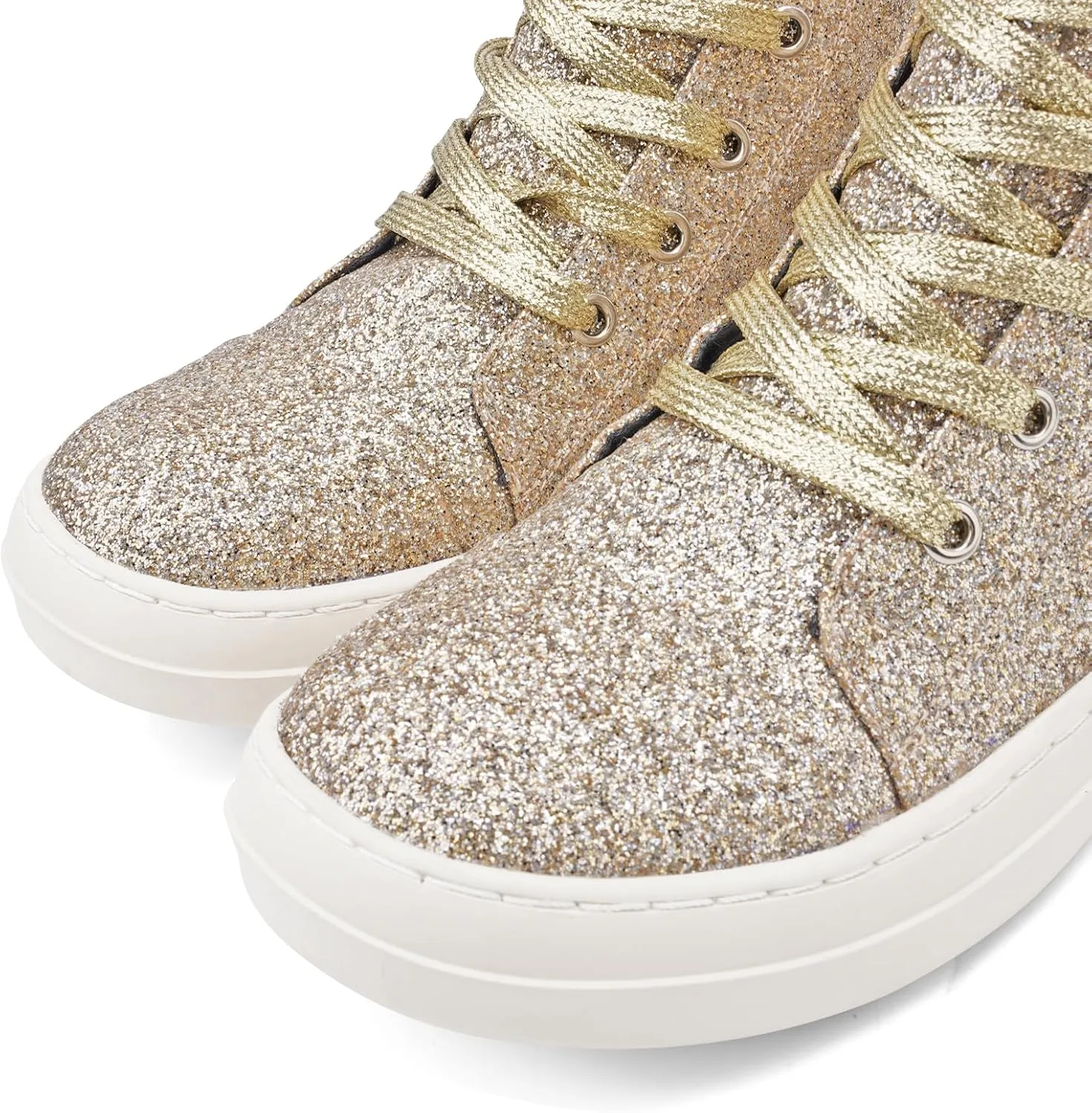 IMPREMEY Women's High Top Sneakers Lace Up PU Leather Shoes with Thick Soles and Zipper, Fashionable Walking Shoes