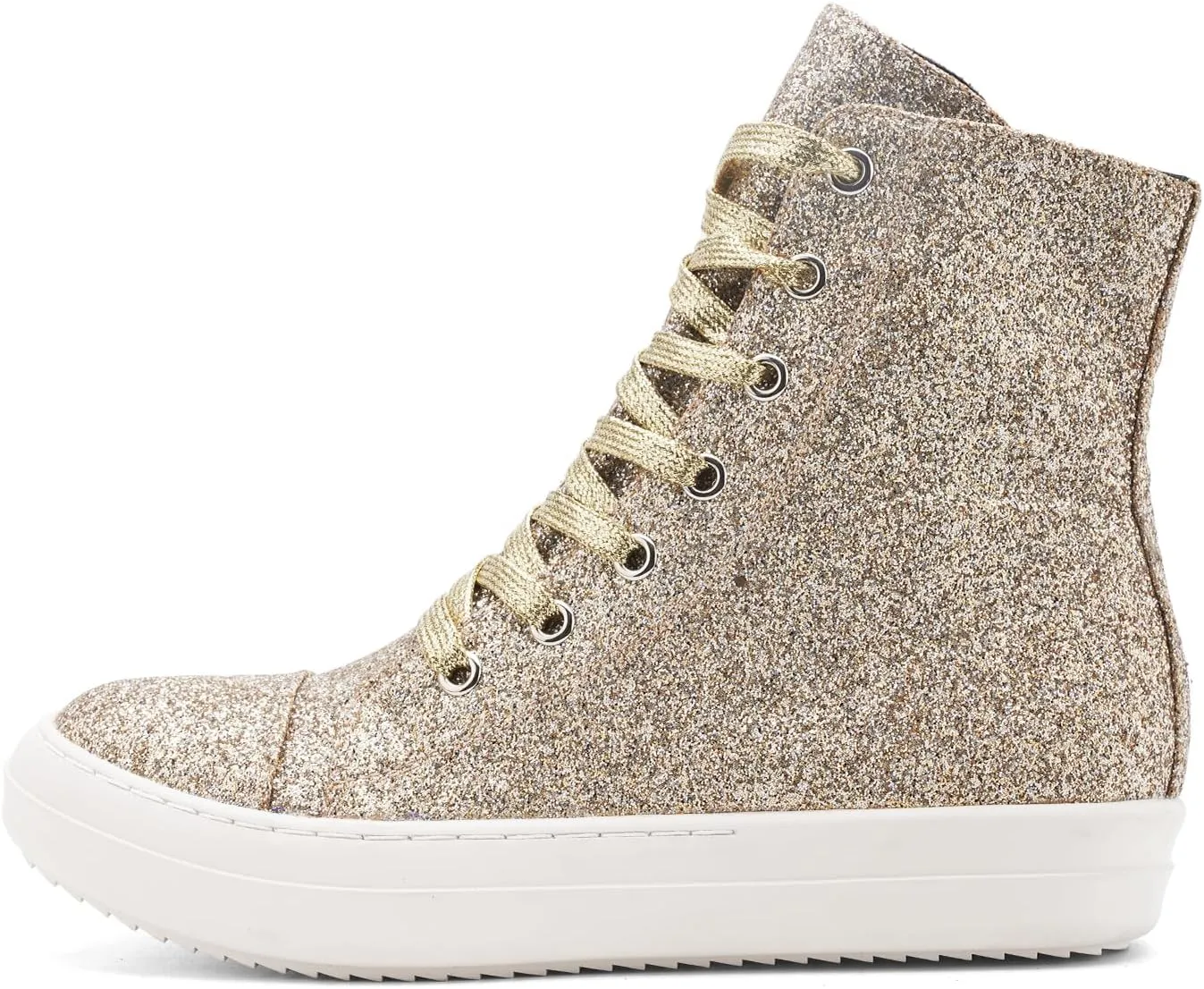 IMPREMEY Women's High Top Sneakers Lace Up PU Leather Shoes with Thick Soles and Zipper, Fashionable Walking Shoes