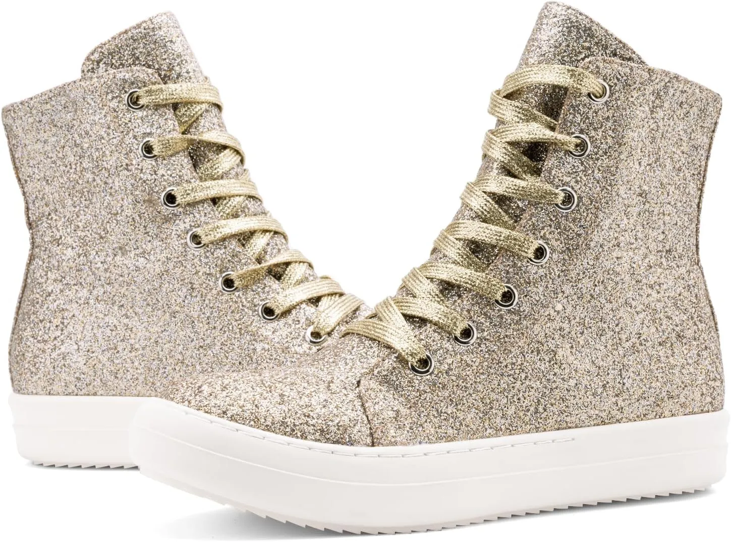 IMPREMEY Women's High Top Sneakers Lace Up PU Leather Shoes with Thick Soles and Zipper, Fashionable Walking Shoes