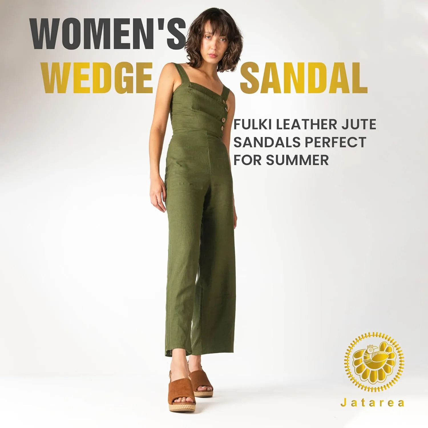 JATAREA Leather Wedge Sandals for Women | Women's Sandals Perfect for Summer