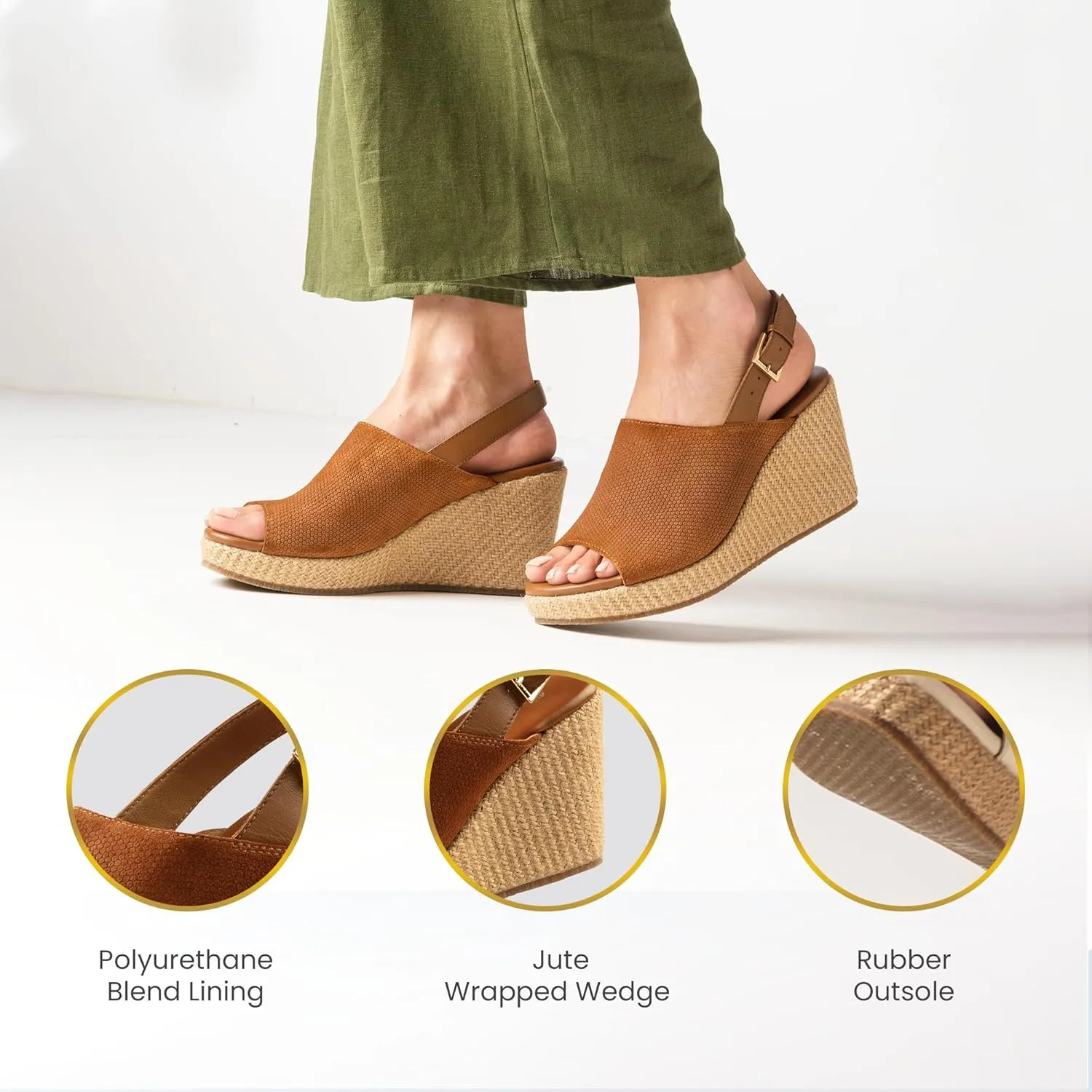 JATAREA Leather Wedge Sandals for Women | Women's Sandals Perfect for Summer