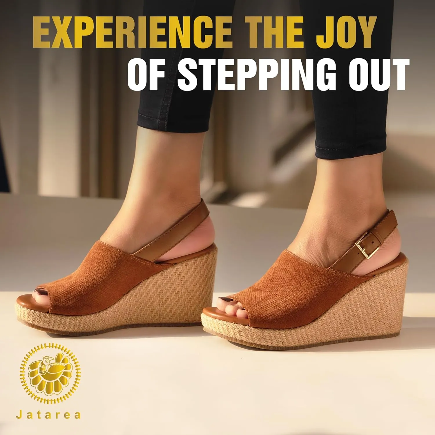 JATAREA Leather Wedge Sandals for Women | Women's Sandals Perfect for Summer