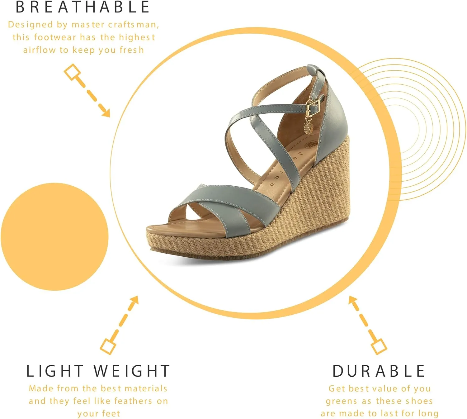 JATAREA Leather Wedge Sandals for Women | Women's Sandals Perfect for Summer