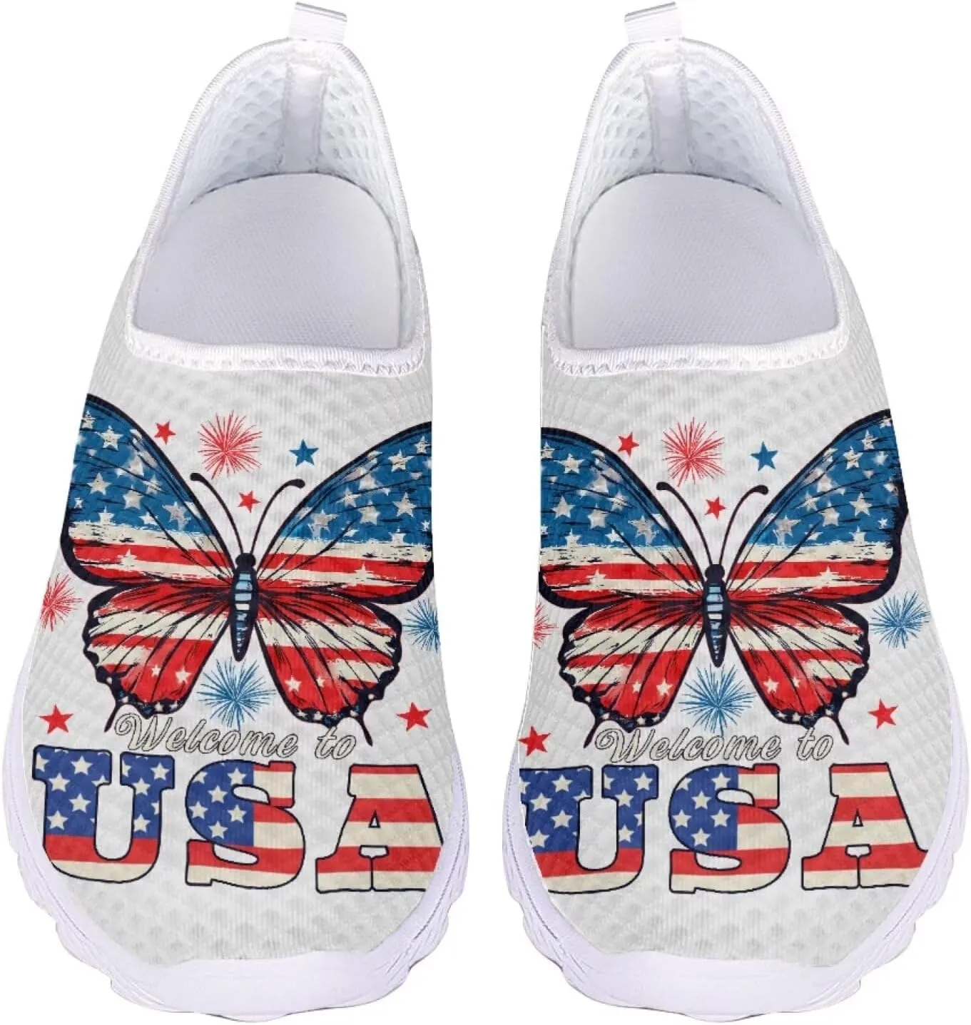 Jeiento American Flag Shoes for Men Women Road Running Shoes Womens Mens Comfortable Walking Tennis Sneakers Athletic Shoes