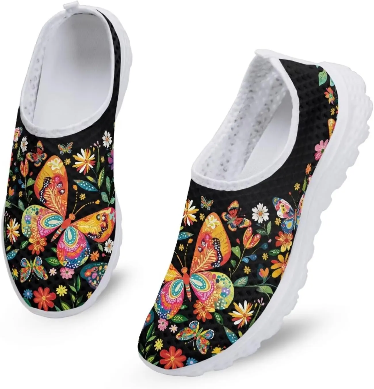 Jeiento Slip On Mesh Walking Shoes for Women Men Breathable Beach Water Shoes Flat Tennis Sneakers Jogging Casual Footwear