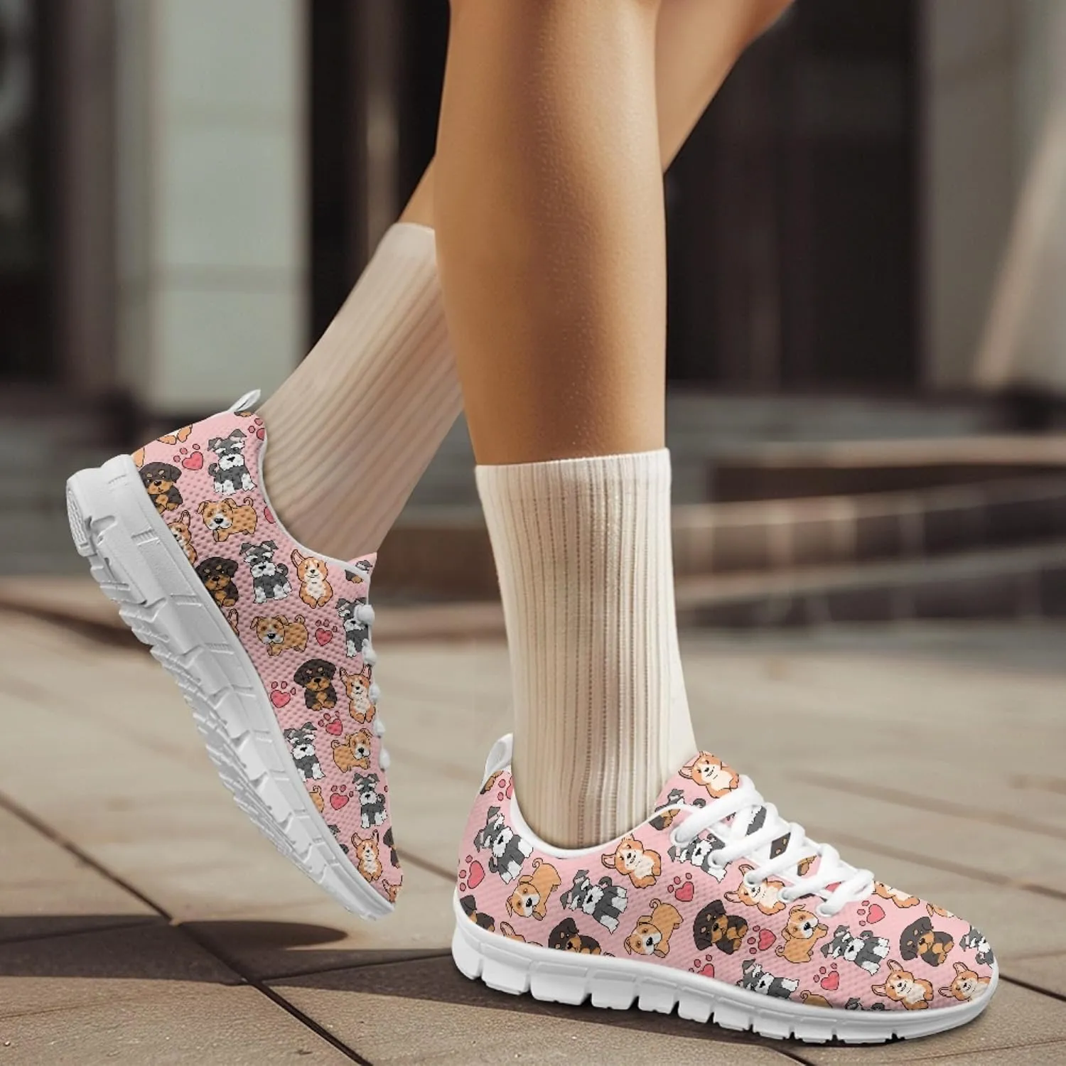 Jeiento Unisex Outdoor Running Shoes - White With Multicolor - Women, Men, Teenager - Non Slip, Breathable, Flexible - Running, Workouts - Casual, Spring, Summer, Fall
