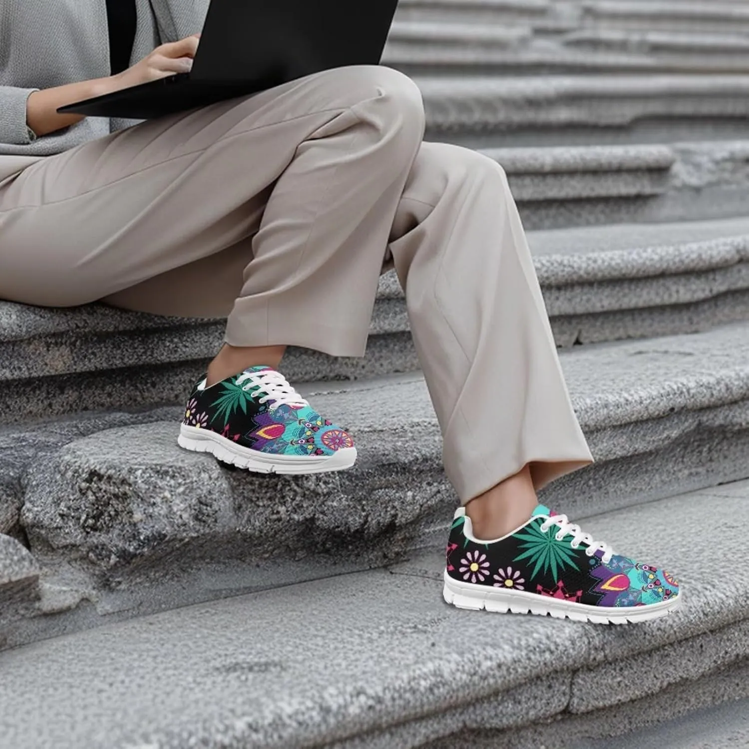 Jeiento Walking Shoes for Men Women Fashion Lightweight Breathable Running Shoes Sport Athletic Tennis Shoes