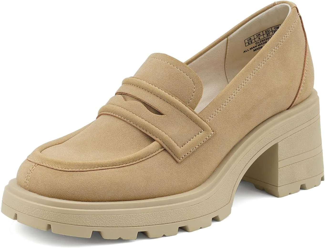 JENN ARDOR Chunky Block Heel Loafers for Women Closed Round Toe Platform Pumps Slip On Dress Shoes Wedding Party Office Lady Shoes