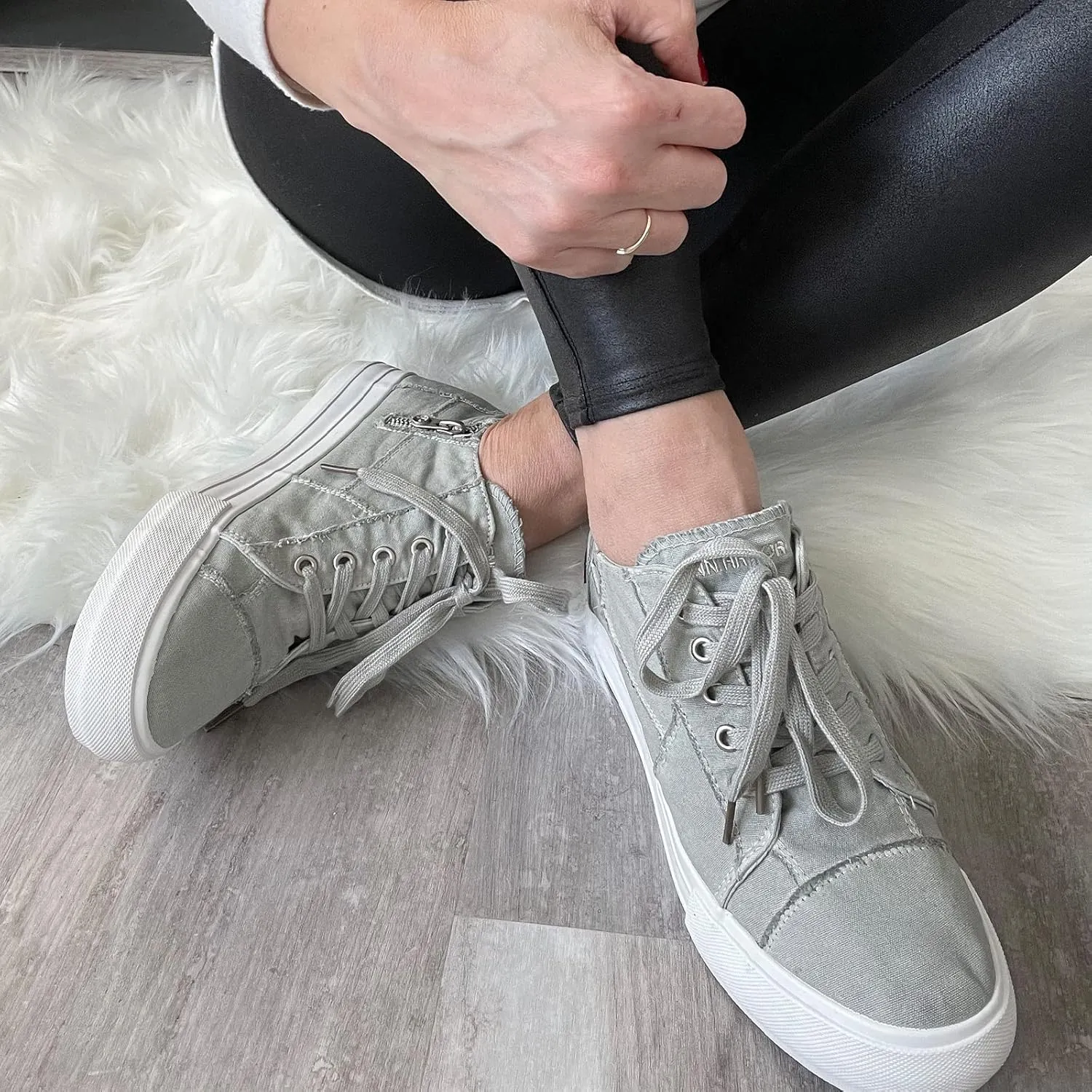 JENN ARDOR Wedge Sneakers for Women Fashion Canvas Shoes Casual Platform Hidden Heel Womens Slip On Sneaker Non Slip Side Zipper