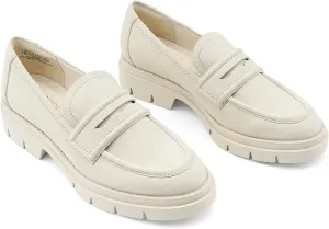 JENN ARDOR Women's Chunky Loafers Slip On Lug Sole Penny Loafer Comfort Casual Round Toe Mid Heels Platform Work Shoes