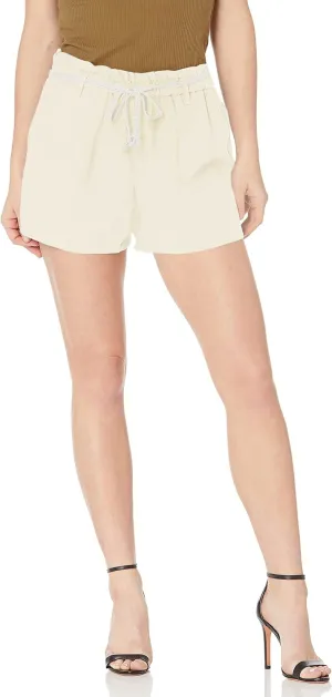 Jessica Simpson Women's Paperbag Braided Tie String Belt Short, Bright White, Large