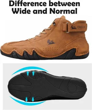 JishinGal Italian Handmade Suede High Boots Men's Casual Walking Boots Cozy Non-Slip Shoes Lightweight Hike Footwear