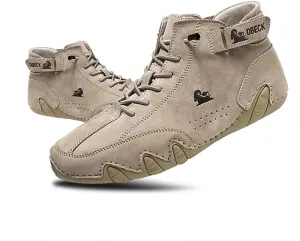 JishinGal Italian Handmade Suede High Boots Men's Casual Walking Boots Cozy Non-Slip Shoes Lightweight Hike Footwear