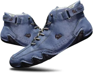 JishinGal Italian Handmade Suede High Boots Men's Casual Walking Boots Cozy Non-Slip Shoes Lightweight Hike Footwear