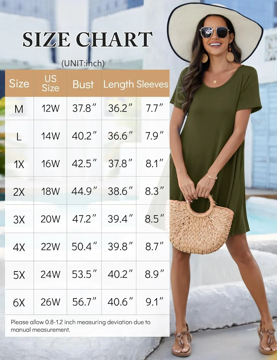 JollieLovin Plus Size Summer T-Shirt Casual Dresses for Curvy Women Flowy Swing