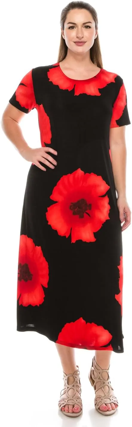Jostar Print Long Dress Short Sleeve -7002BN-SRP1-W468