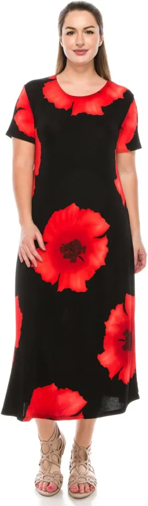 Jostar Print Long Dress Short Sleeve -7002BN-SRP1-W468