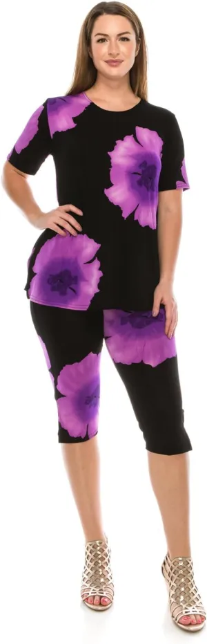 Jostar Two-Piece Short Sleeve Top & Capri Pant Set-9003BN-SRP1