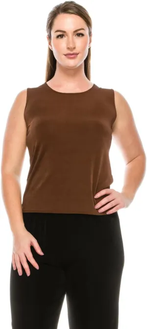 Jostar Women's Basic Tank Top – Plus Size Sleeveless Round Neck Stretch Casual Solid T Shirts