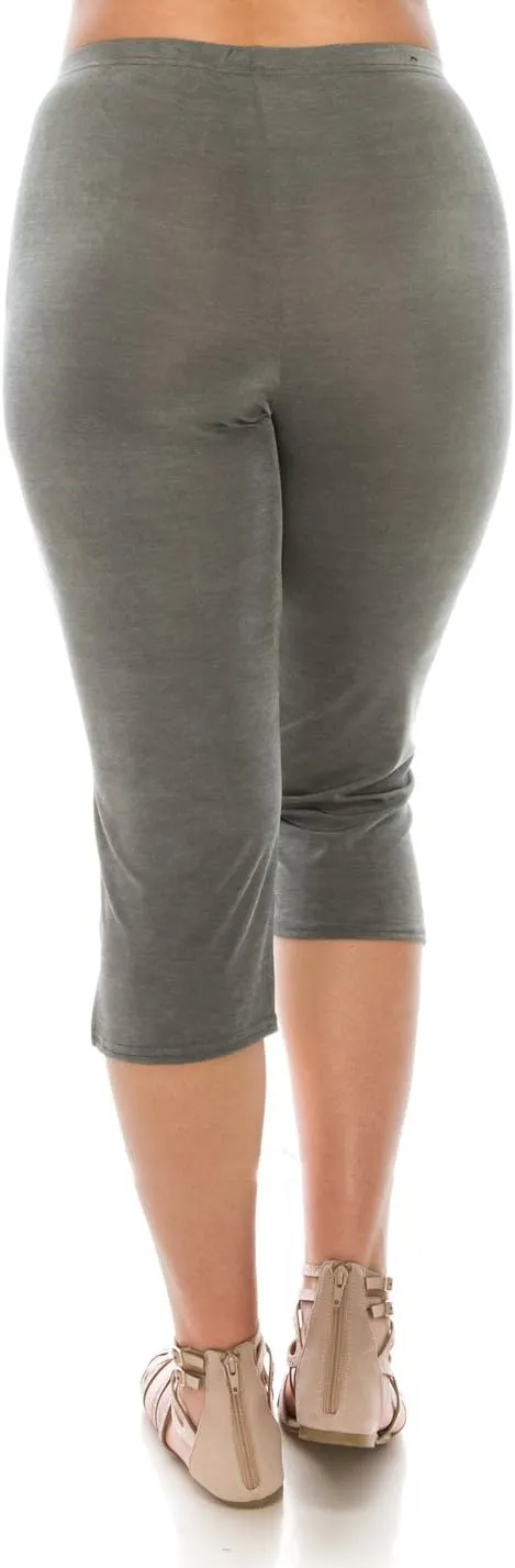 Jostar Women's Casual Capri Pants - Elastic Waist Stretchy Slim Fit Pull On Wrinkle Free Fabric Side Slit Cropped Trouser