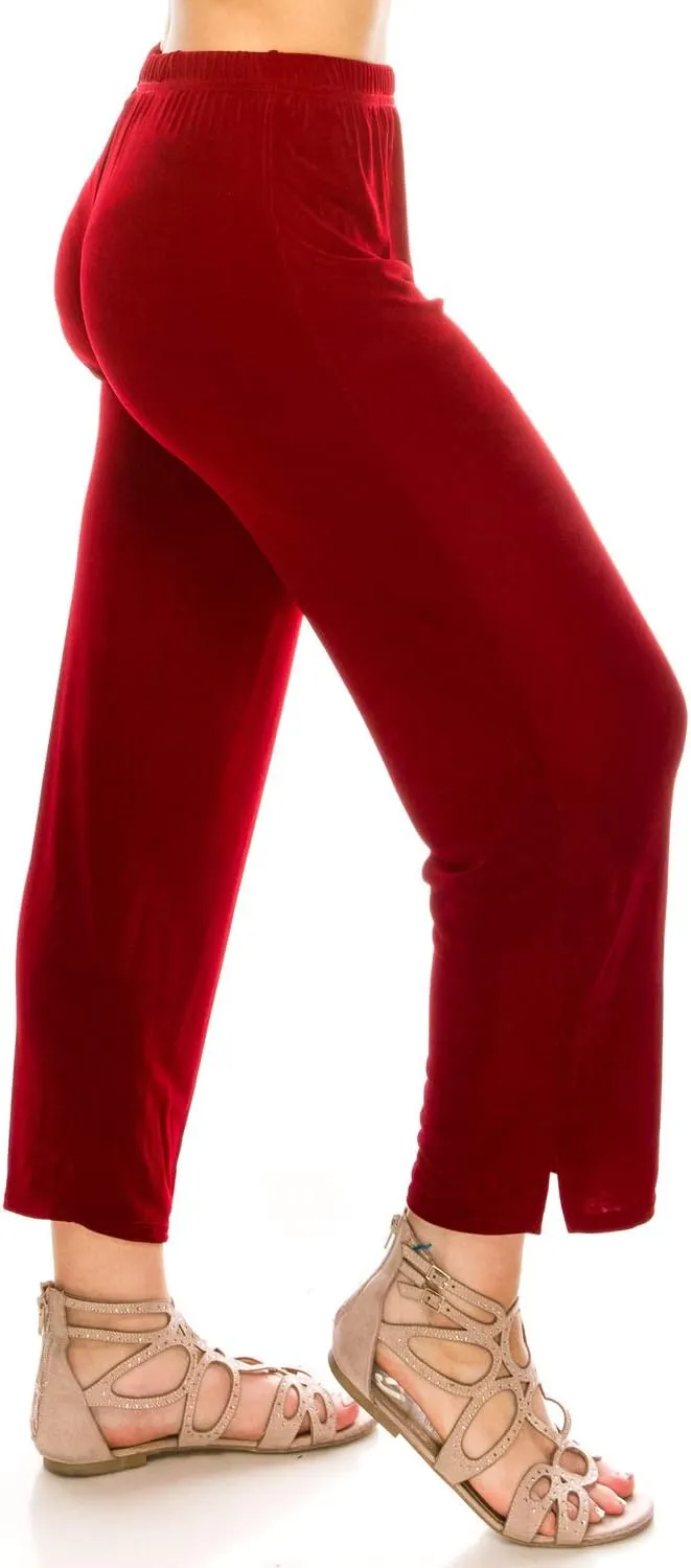 Jostar Women's Elastic Waist Pants – Plus Size Pull On Non Iron Stretch Ankle Length Basic Trouser