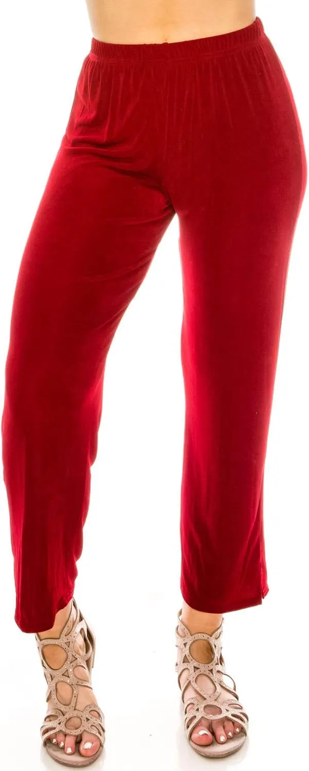Jostar Women's Elastic Waist Pants – Plus Size Pull On Non Iron Stretch Ankle Length Basic Trouser
